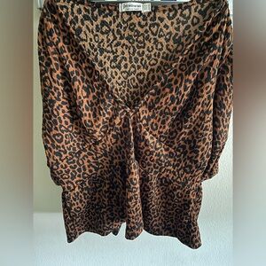 Leopard Print V-Neck Women's Top